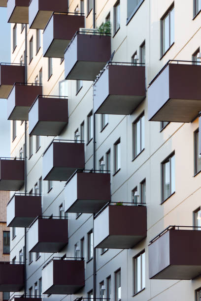 istock Balconies in apartment residential building 2164305633