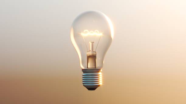 istock Idea concept of light bulb on sunset blurry background. 3D Rendering 2164306624
