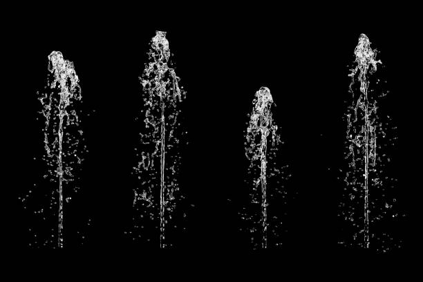 istock Closeup Fountain Water isolate on black color background. 3D Rendering. 2164306634