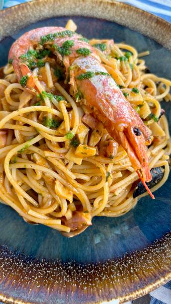 istock delicious spaghetti with prawns 2164311770