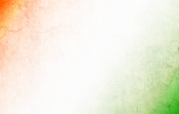 istock Tricolor Tiranga - empty blank pastel textured weathered distressed distraught background - A horizontal vector of three colored bands in saffron orange, white and green at corners as in Indian flag and of Ireland, Niger and Côte d'Ivoire (Ivory Coast) 2164312573