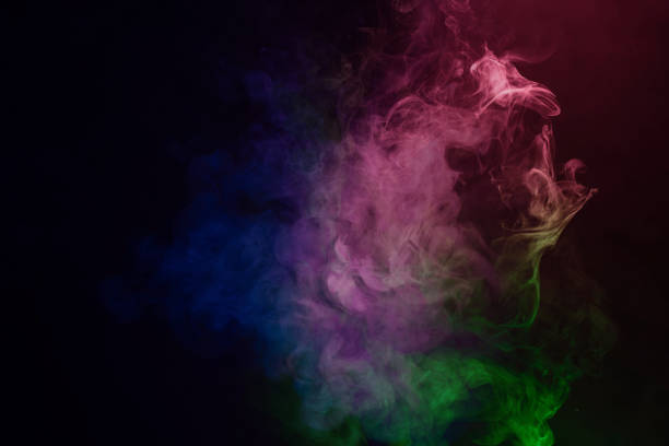 istock Blue and pink steam on a black background. 2164316031