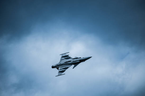 Gothenburg, Sweden - August 29 2010: Saab JAS 39 Gripen fighter aircraft performing a display.
