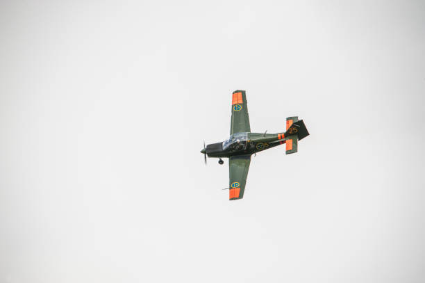 Gothenburg, Sweden - August 29 2010: Beagle B 125 Bulldog trainer aircraft performing a display.