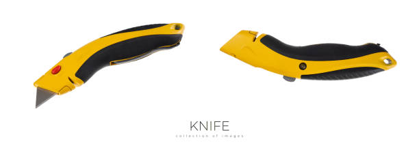 Segmented blade or snap-off blade utility knife isolated on white background. High quality photo