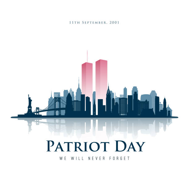 Stylized NYC skyline with Twin Towers for Patriot Day remembrance