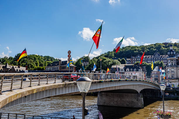 Vehicular bridge over Meuse river in Dinant city