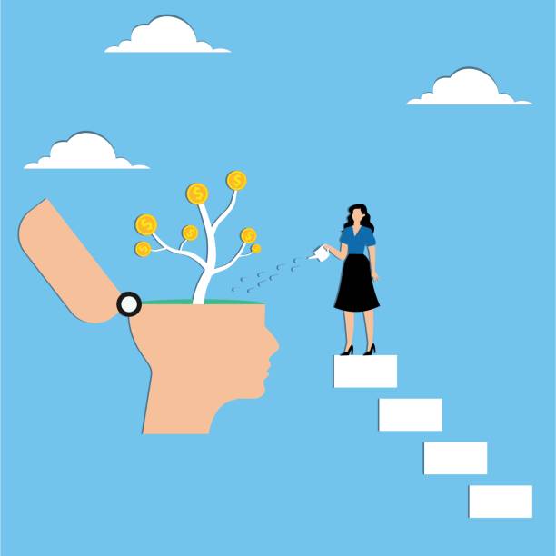 istock Financial mindset for investor to growing profit rich mindset or knowledge to grow business psychology or knowledge for investment concept businesswoman watering plant with money from human head 2164330607