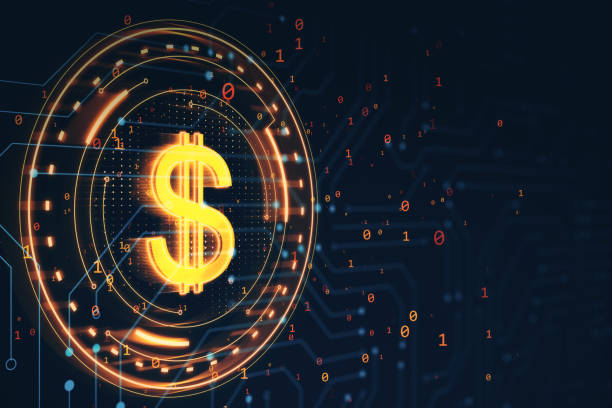 istock Glowing Dollar Sign with Digital Circuit Background. 3D Rendering 2164330611