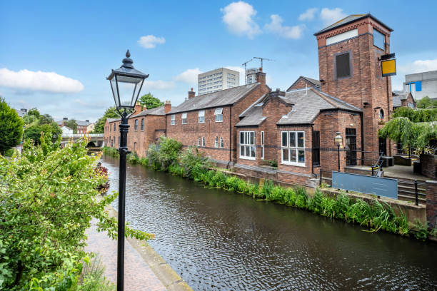 istock Street lamp and canal in Birmingham 2164334144