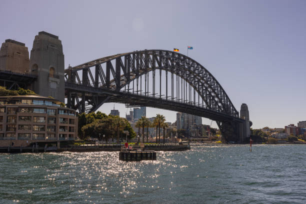 Sydney, July 28, 2024. Sydney Harbour Bridge viewed from Hickson Road Reserve in Circular Quay