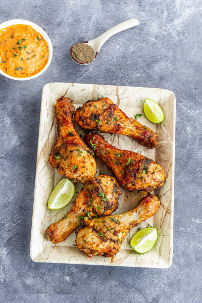 istock Thyme Baked  Chicken with Condiments Directly Above Photo 2164344428