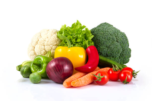 Fresh Vegetables Heap of fresh vegetables isolated on white background pile of carrots stock pictures, royalty-free photos & images