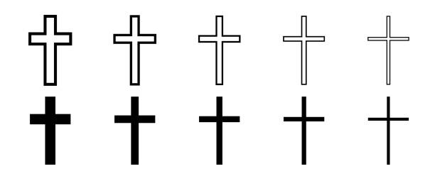 stockillustraties, clipart, cartoons en iconen met cross icon vector illustration on different thicknesses. christianity, catholic, protestant, orthodox symbol - anglicaanse kerk