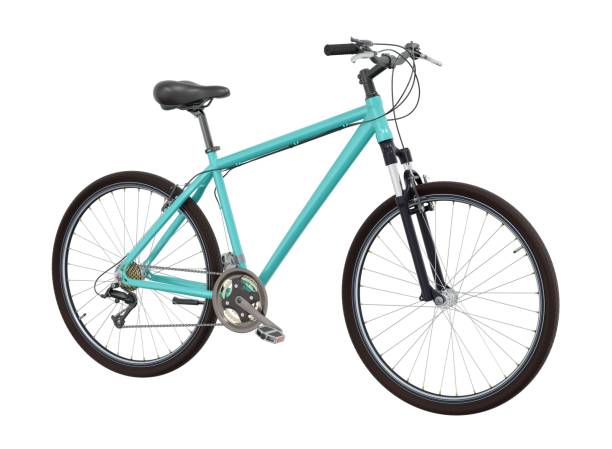 istock Blue teal bicycle, side front view isolated on white background, 3D illustration 2164357167