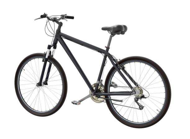 istock Black bicycle, side back view isolated on white background, 3D illustration 2164357282