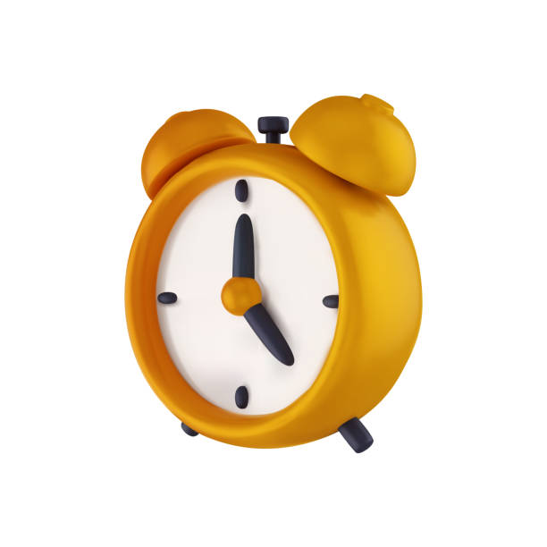 istock Yellow ringing alarm clock in realistic 3d style. Cartoon vector illustration. 2164365759