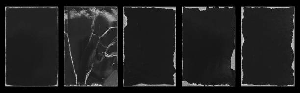 istock Empty old vintage black scratch torn poster set overlay texture background 2164371202
