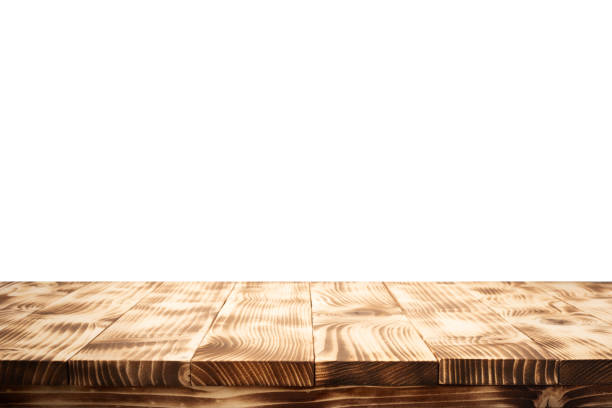 istock Beautiful pine wood texture table top with burn fire wood surface.For  decoration product display placement background.copy space design 2164376474