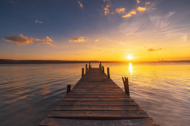istock Sunset Over the lake 2164388853