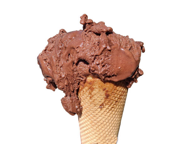 istock Chocolate ice cream in a cone isolated on white background 2164389858