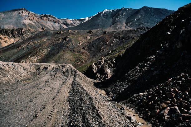 Peaks of Barskoon mountain pass in summer