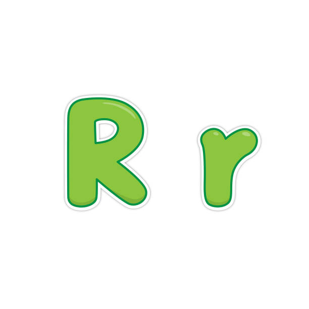 istock Vector illustration of Green cartoon letter r  uppercase and lowercase with white border. 2164416098