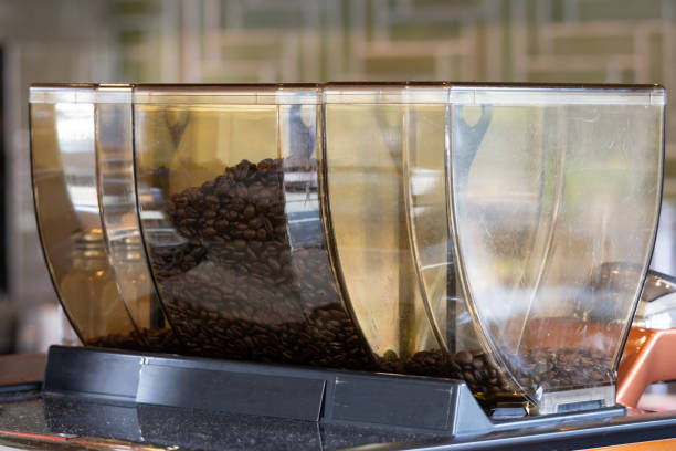 Close up of roasted coffee beans background.