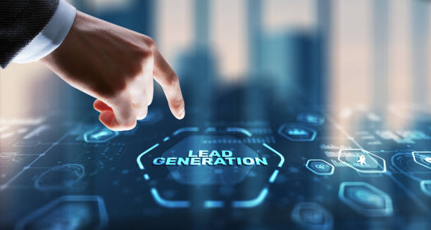 istock Businessman presses a button on the virtual screen: Lead generation 2164420439