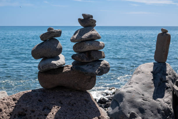 istock Stone tower on the beach, Madeira, Portugal 2164423252