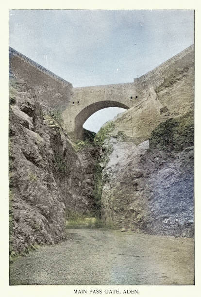 Main Pass Gate, Aden, Yemen, 19th Century Vintage photograph