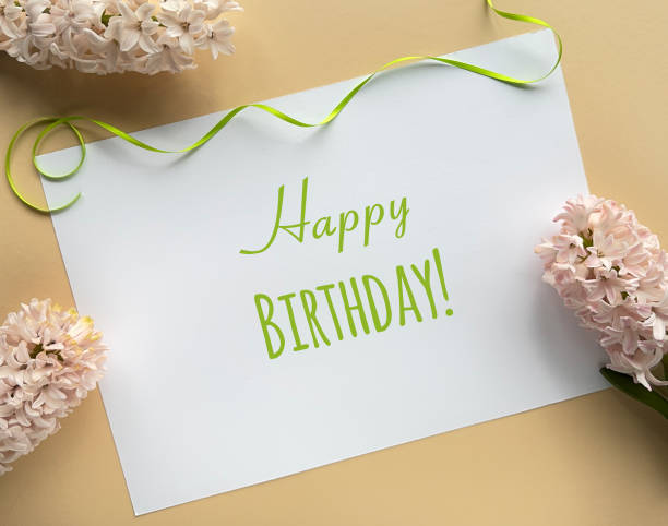 istock Happy Birthday Card With Flowers on a Table 2164435838