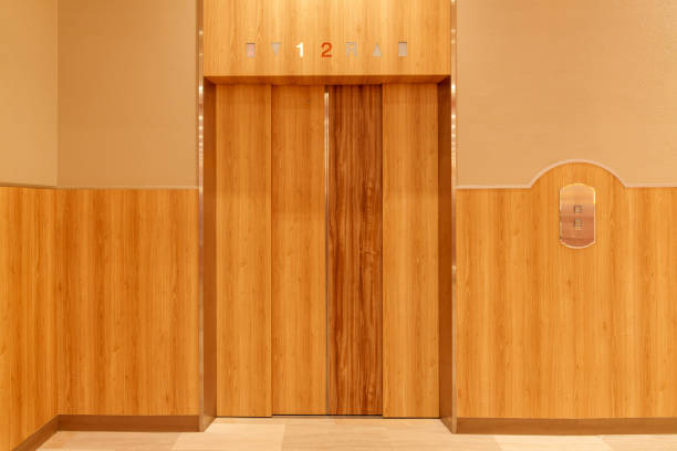 istock Lifts with wooden design. 2164437478