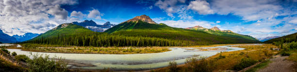 Athabasca valley and waterfalls