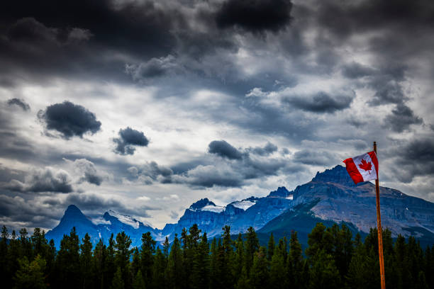 canadian flag at Mount Robson National Park