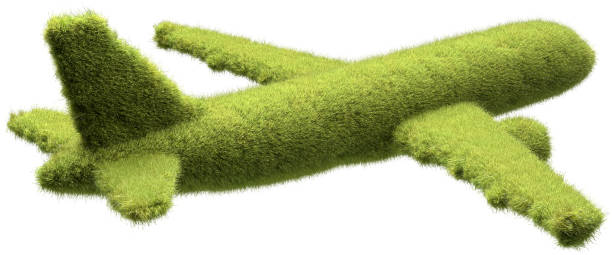 istock A green passenger aircraft covered with grass. Concept for zero emission or low emission travelling with airplanes, carbon neutrality. Isolated on pure white background 2164468722