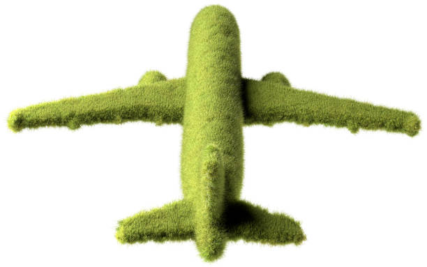 istock A green passenger aircraft covered with grass. Concept for zero emission or low emission travelling with airplanes, carbon neutrality. Isolated on pure white background 2164468737