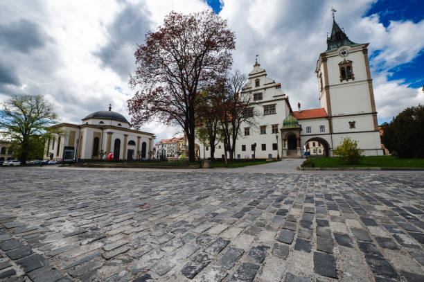 Central square surrounded by well-preserved Gothic and Renaissance houses in Bardejov, Slovakia