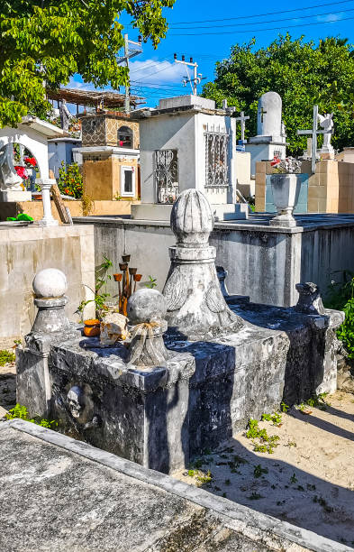 Cancun Quintana Roo Mexico 24. January 2022 Pirate grave stone and grave yard on Isla Mujeres island in Cancun Quintana Roo Mexico.