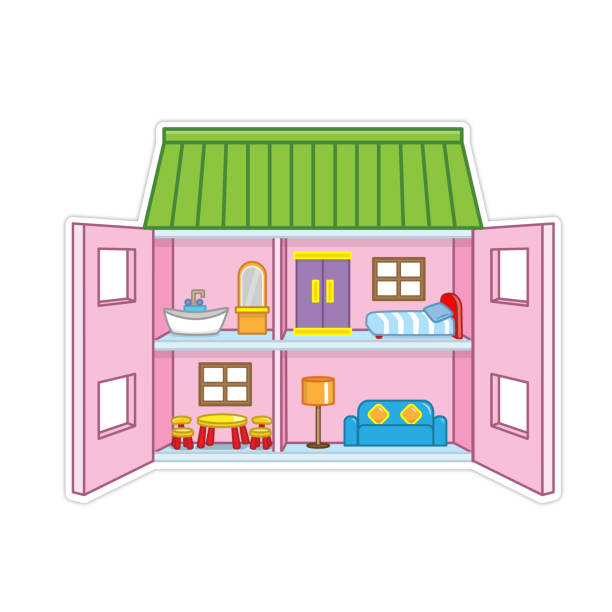 istock Vector illustration of Pink and green doll house 2164526841