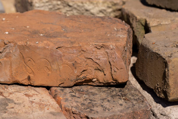 istock old used bricks made of red clay and other materials 2164535961
