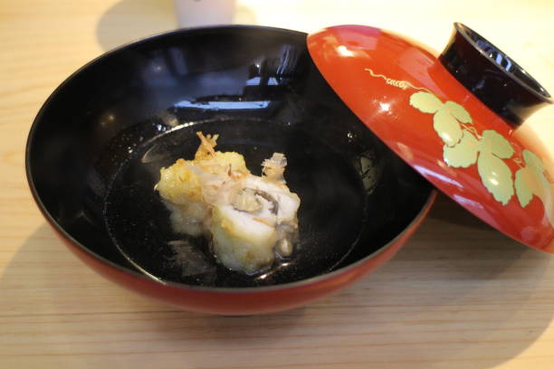 istock Japanese cuisine : Dashi soup (Stock soup) with Hamo (daggertooth pike conger) in Kyoto, Japan 2164557822