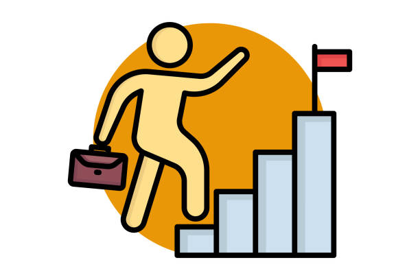 istock Career icon. people climbing stairs. icon related to develop. colored outline icon style. business elements vector illustration 2164562621