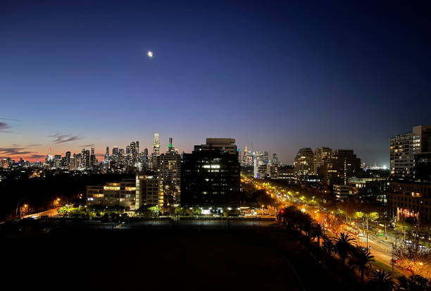 istock Evening view of Melbourne city district 2164564393