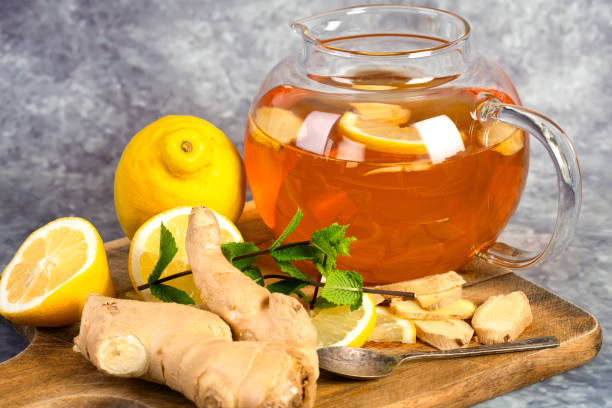 istock Hot ginger tea with ginger and lemon 2164567853