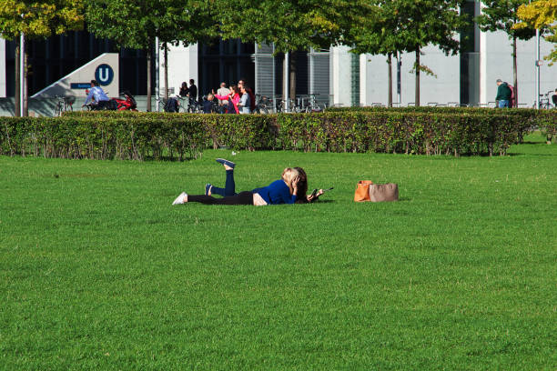 Berlin, Germany - 08 Sep 2015: The park close Reichstag building, Berlin, Germany