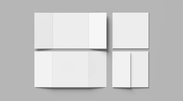 istock Gate fold brochure mock up isolated on white background. 3 panel brochure. 3D illustration 2164571424