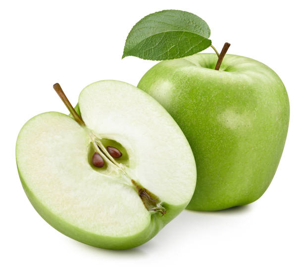 istock Fresh green apple isolated on white background 2164576061