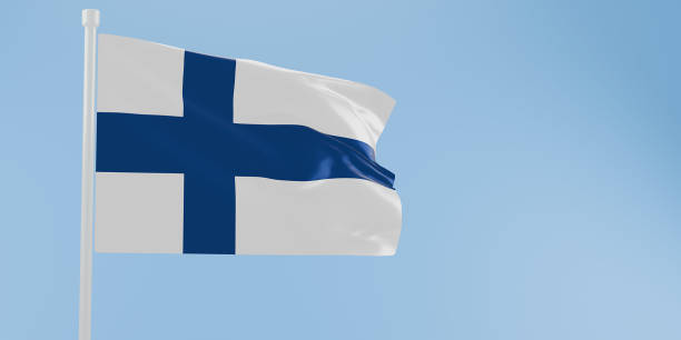 istock Finland flag of silk-3D illustration. 3d render. 2164577774