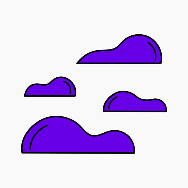 Set of clouds in flat style. Cloud icon. Outline balloon. Vector cartoon clipart.